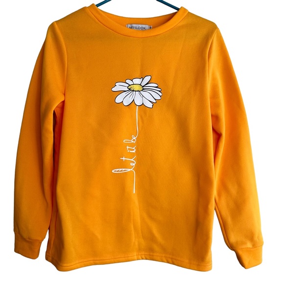 MISSLOOK Bright Yellow Sweater flower detail -Small - Picture 3 of 6